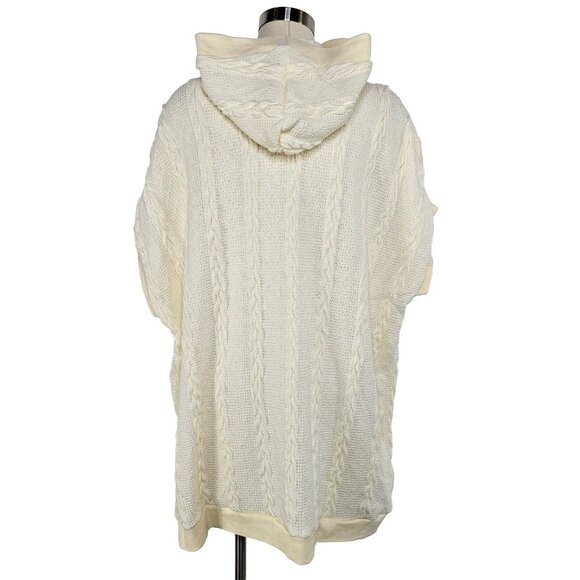 Simple By Suzanne Betro Womens Cable Knit Cardigan Medium Ivory Oversized Hoodie - Picture 2 of 16